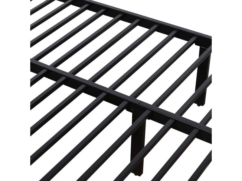  Lit superposé en métal, 140 x 200 cm + 90 x 200 cm, noir, avec table de chevet mobile, espace penderie et éclairage led  - Conforama E