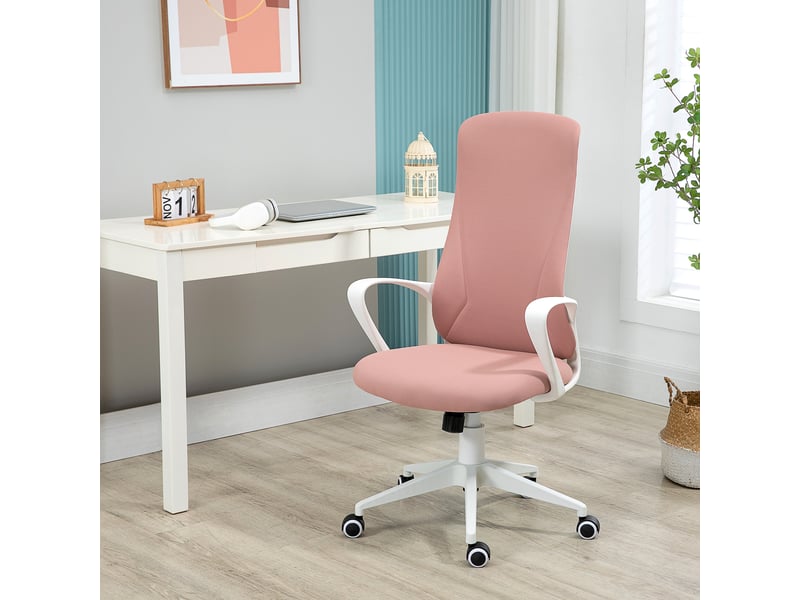  Chaise de bureau ergonomique et rembourrée, réglable en hauteur et à bascule, 62 x 56 x 110-119,5 cm, rose  - Conforama C