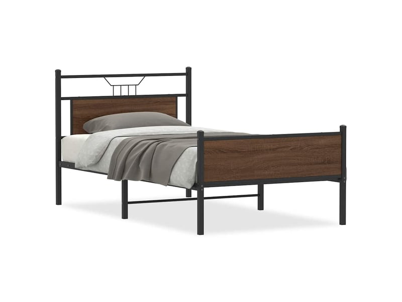  Lit adulte, lit simple, cadre de lit sans matelas chêne marron 100x200cm cf12746  - Conforama A