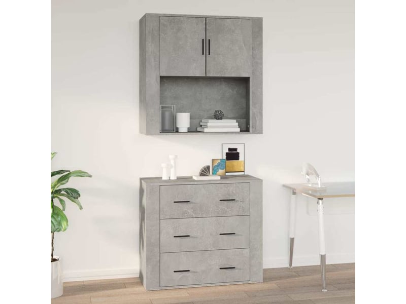  Armoire murale, meuble de rangement gris béton 80x33x80 cm bois d'ingénierie shl74284  - Conforama B