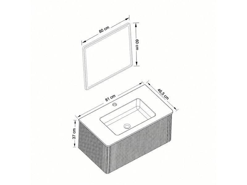  Ensemble meuble vasque suspendu 80 cm avec miroir led, finition chêne  - Conforama C