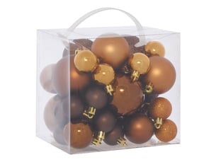 Kit de 35 boules de noël en plastique petit modèle bronze
