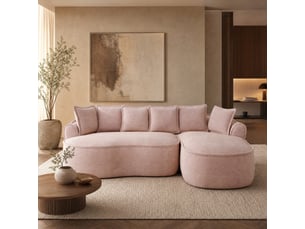 Canapé d'angle compressé droit fixe <strong>MAISENTIEL</strong> <strong></strong> 3 places Tissu Rose
