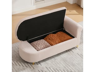 Méridienne avec rangement chaise longue tissu bouclette banquette de salon moderne