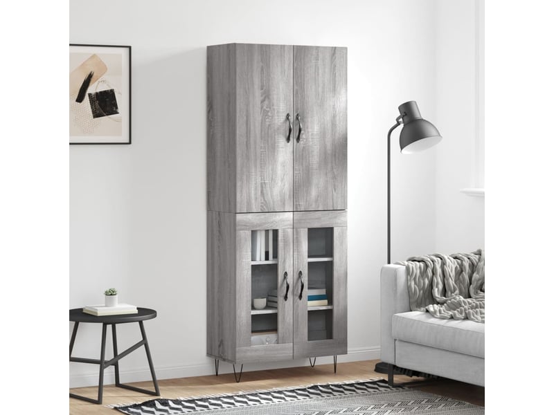  Buffet haut - bahut - meuble de rangement sonoma gris 69,5x34x180 cm bois d'ingénierie  - Conforama B