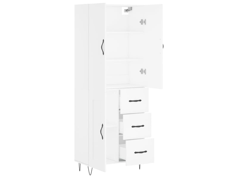  Buffet haut - bahut - meuble de rangement blanc 69,5x34x180 cm bois d'ingénierie  - Conforama D