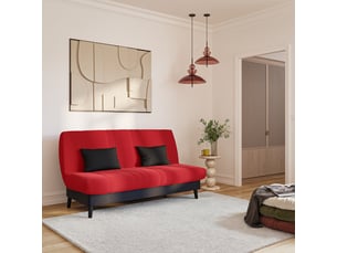 Banquette lit clic clac couchage Régulier <strong>RELAXIMA</strong> <strong></strong> déhoussable rouge