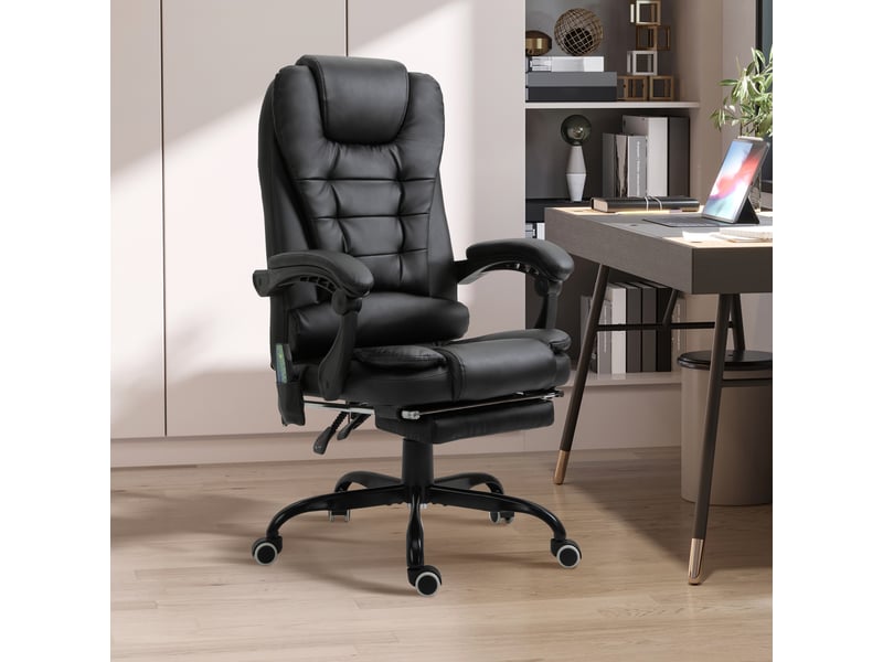  Fauteuil de bureau pivotant à 7 points de massage, réglable en hauteur, avec repose-pieds intégré, 67 x 79 x 111-121 cm  - Conforama C