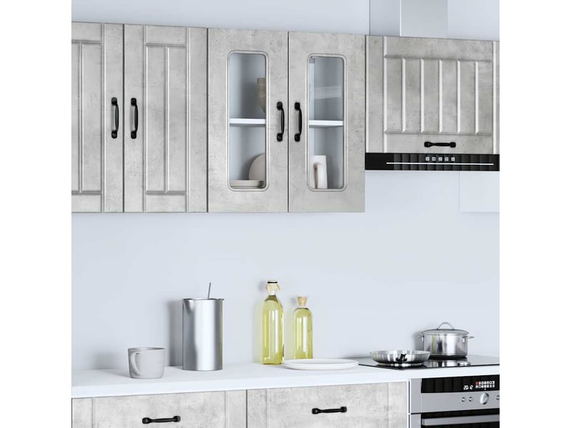 Armoire murale de cuisine avec porte en verre kalmar gris béton shl434 - Conforama B