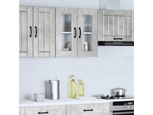 Armoire murale de cuisine avec porte en verre kalmar gris béton shl434