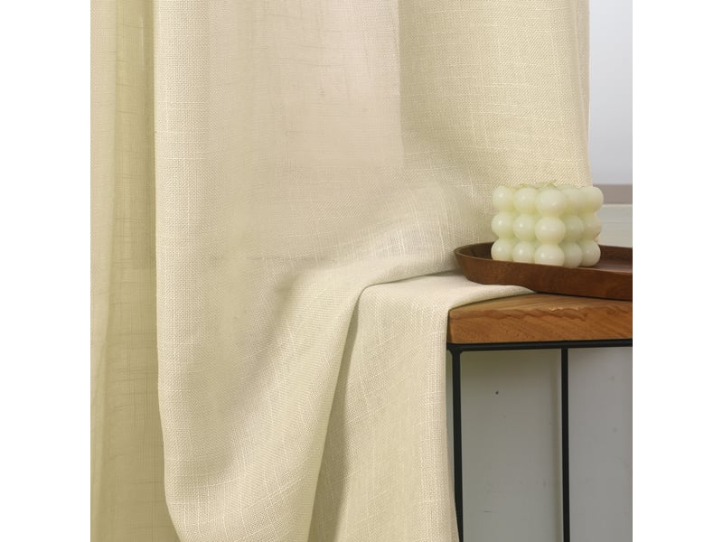 Rideau ajustable 140 x 270 cm + 8 anneaux pinces effet lin evasion sable CP-EVASION-SABLE - Conforama D