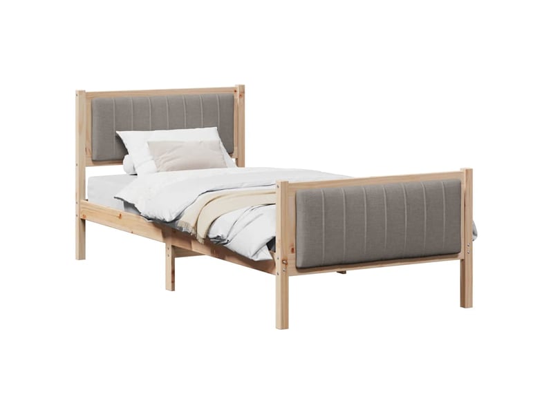  Lit simple- lit adulte -  cadre de lit marron et taupe 90 x 190 cm bois massif en pin  - Conforama B