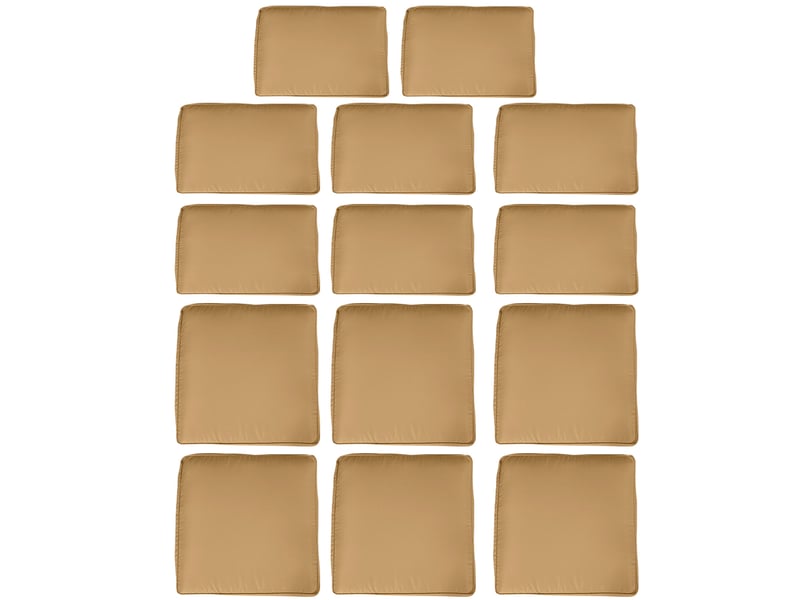  Lot de 14 housses de rechange coussins salon de jardin - 6 housses coussin d'assise, 8 housses coussin dossier marron  - Conforama B