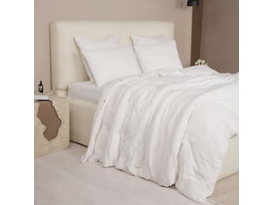 Parure housse de couette 260x240cm + 2 taies 100% gaze de coton lavée blanc pur - valma