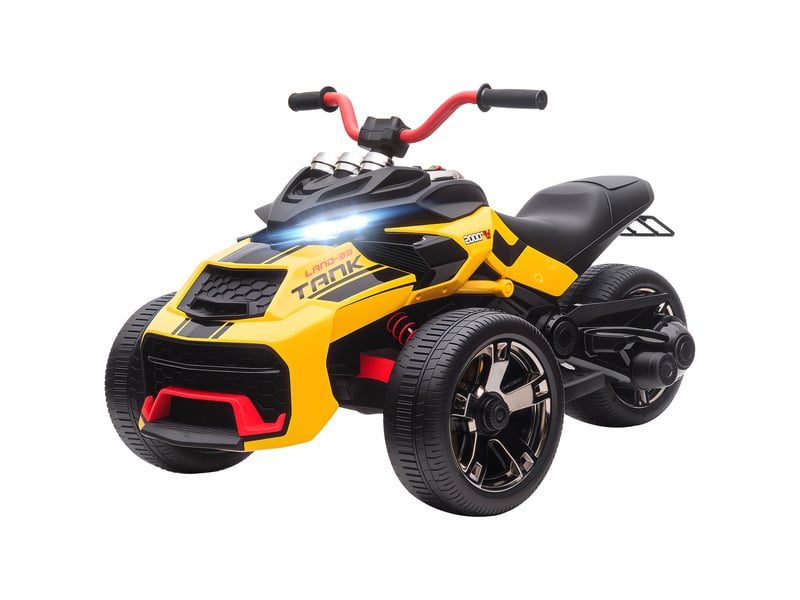  Tricycle électrique pour enfants, à piles, avec lecteur mp3, klaxon, 2 vitesses, lumières led, 3-8 ans, jaune  - Conforama B