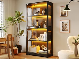Vitrine coloris noir <strong>LEYTN</strong> <strong></strong> - 80 cmx160 cm