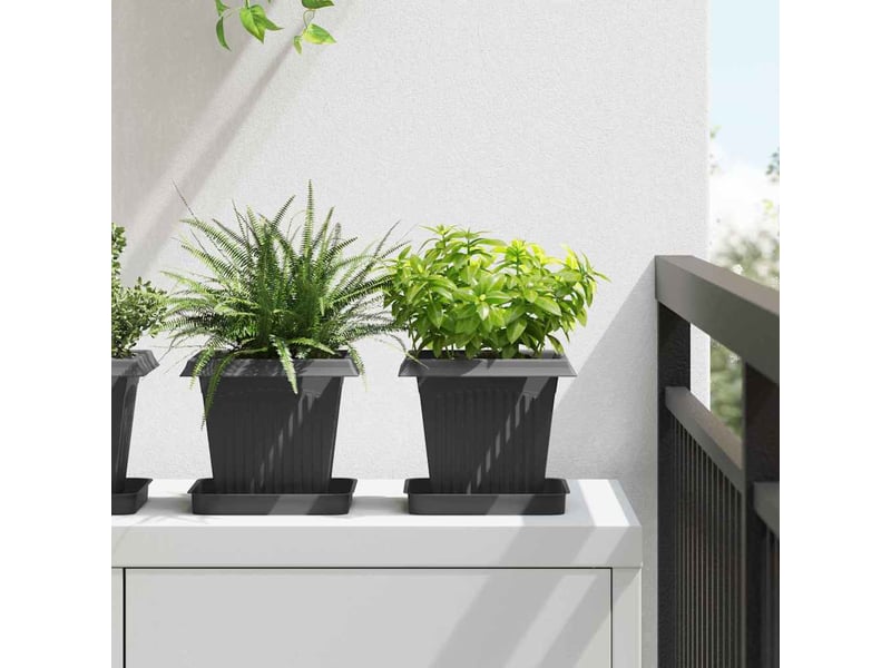  Jardinière - pot de fleurs carré 24 pcs noir 16 x 16 x 14 cm plastique  - Conforama B
