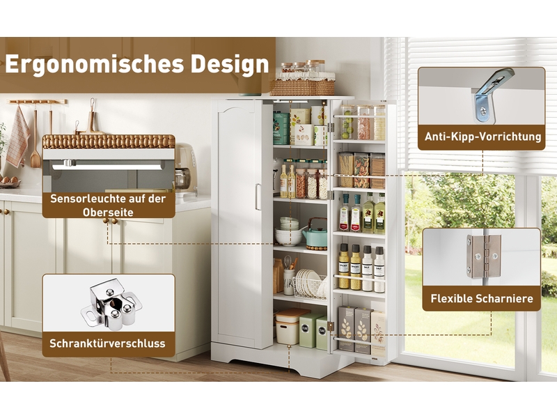 Buffet compact 60x35x128 cm idéal petites cuisines avec double porte et rangements - Conforama E