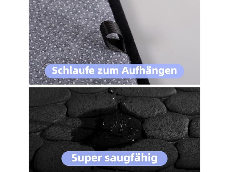 Tapis de bain, 40*60cm noir tapis salle de bain antidérapant absorbant tapis de salle de bain, mousse à mémoire de forme shower mat - Conforama B