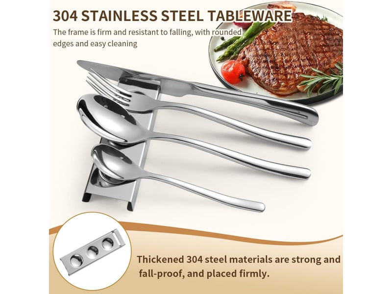  Support à couverts pour baguettes, cuillères, fourchettes et couteaux, en acier inoxydable 304, lot de 2, pour table à manger, hôtel ou restaurant  - Conforama D