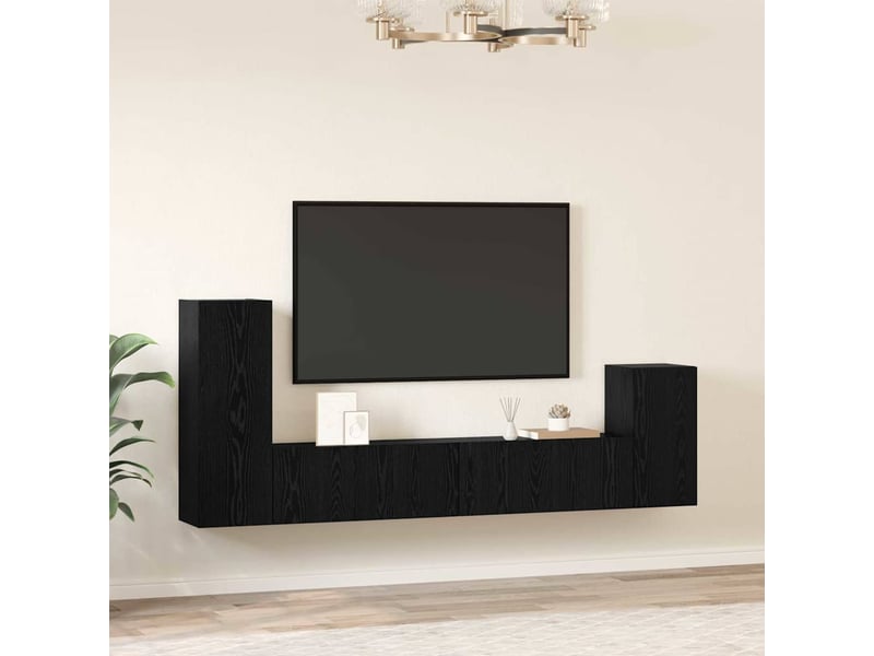  Meuble tv - banc tv - meuble de rangement mural 3 pcs chêne noir bois d'ingénierie  - Conforama D