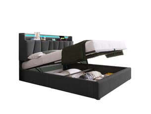Lit avec rangement 160x200 cm TCQPZ   coloris gris