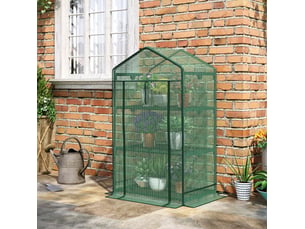 Mini-serre de culture 69 x 49 x 125 cm – verte – 3 étagères, porte enroulable et structure métal