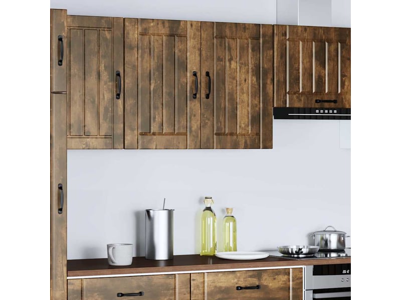 Meuble de rangement, armoire murale de cuisine lucca chêne fumé bois ingénierie shl595 - Conforama C