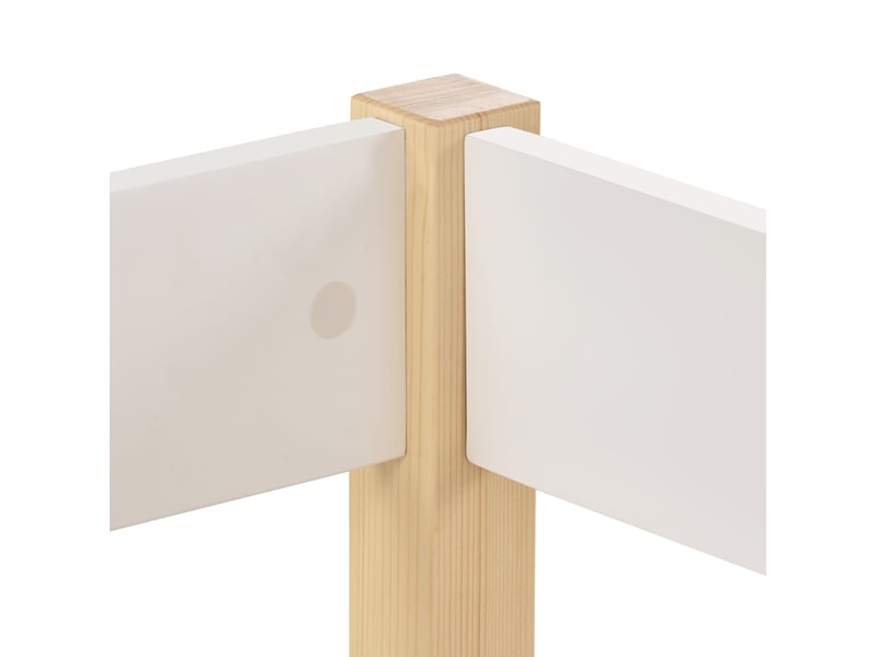  Lit enfant mi-hauteur 90x190 cm avec barrière et échelle, blanc et coloris chêne  - Conforama D