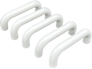 Lot de 5 poignées d'étrier en plastique pour meubles, armoires, tiroirs et portes (entraxe 64 mm, blanc)