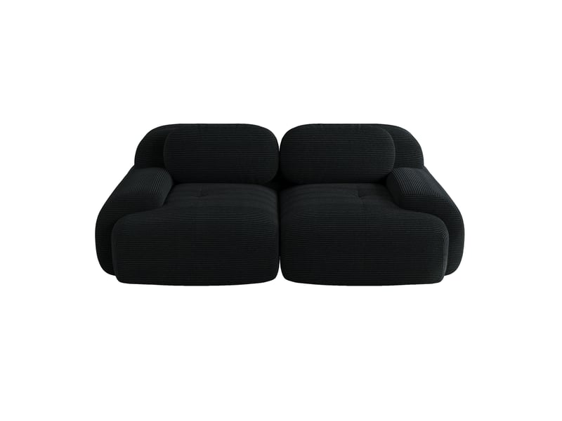  Canapé modulaire 208x103x70cm 2 places, montage simplifié, structure sans cadre, canapé de salon, velours côtelé, noir  - Conforama A