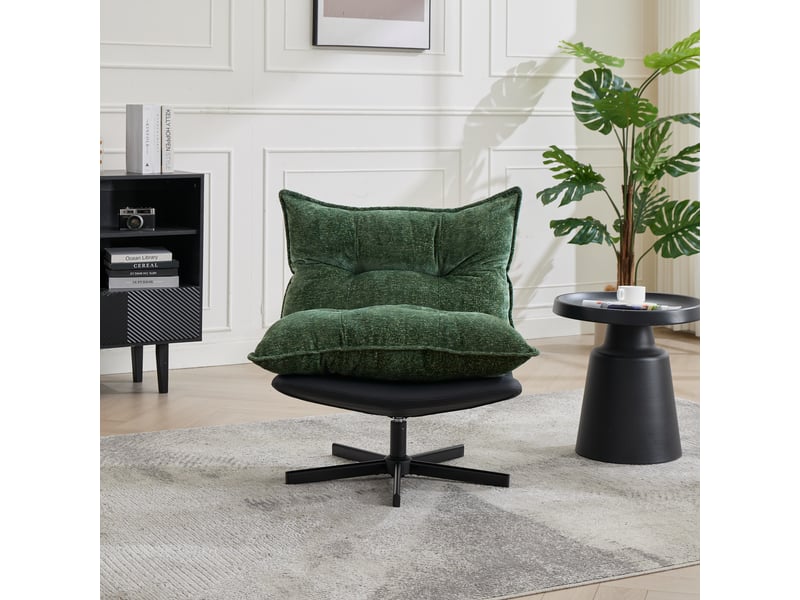  Fauteuil relax pivotant 360° vert, dossier réglable 3 positions, chenille et pu  - Conforama B