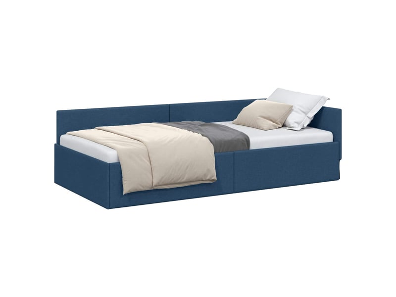  Lit adulte, lit simple, cadre de lit d'angle bleu 100cmx200cm tissu cf6823  - Conforama A