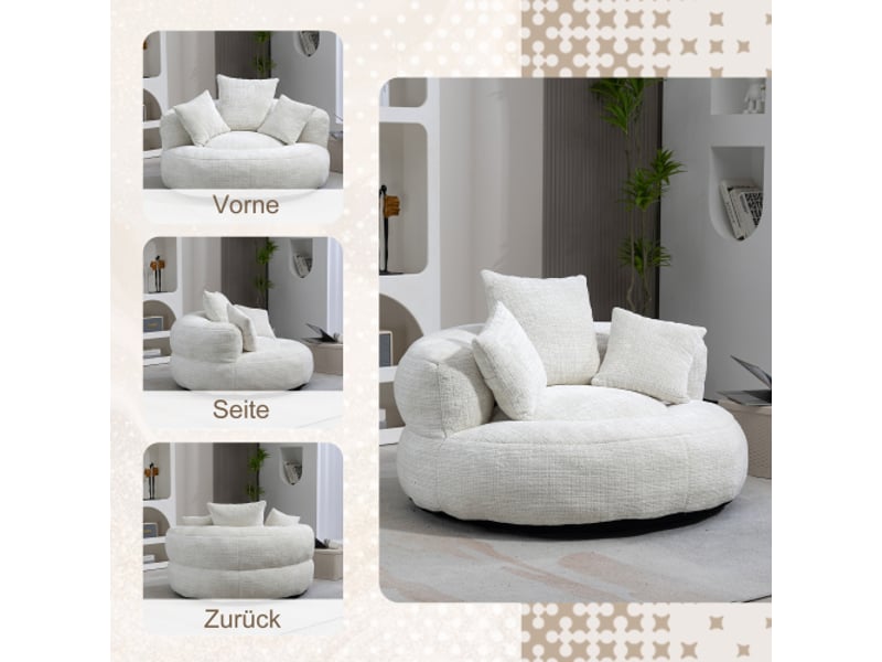  Deplimousse fixe 1 place tissu blanc canapé blanc - Conforama D