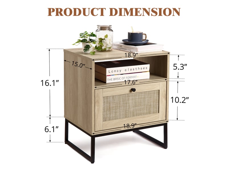  Table basse bohème en rotin – design moderne avec tiroir de rangement – pieds en métal robustes – pour salon ou chambre PHO_0ZS5IGXP - Conforama D