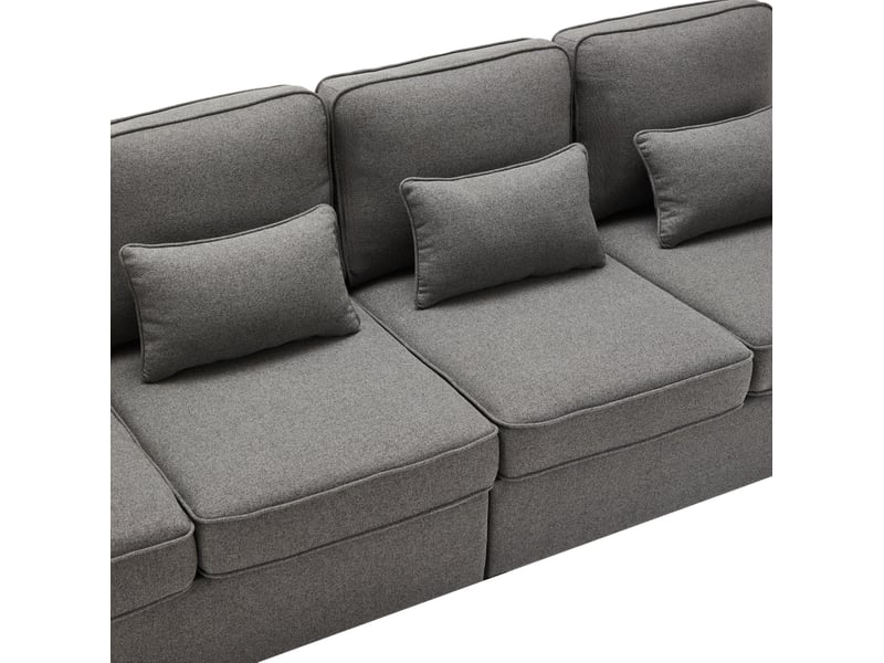  Canapé 4 places 264x83x87 cm avec poches d'accoudoirs gris foncé  - Conforama D