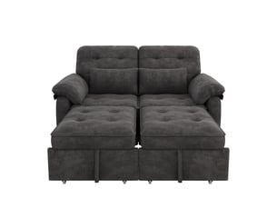 Canapé droit convertible <strong>TCQPZ</strong> <strong></strong> 2 places Tissu gris