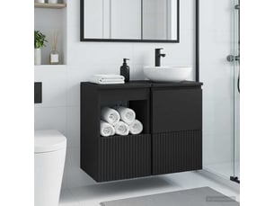 Armoire de salle de bain, meuble de rangement noir 30x44.5x50 cm
