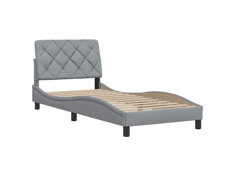  Lit simple- lit adulte -  cadre de lit sans matelas gris clair 90x190 cm tissu  - Conforama C