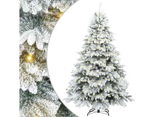 Sapin de noël, arbre de noël artificiel avec 300 led blanc 210 cm pe et pvc cf61215