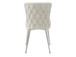 Lot de 4 chaises de salle à manger 85 cm en velours beige et argenté