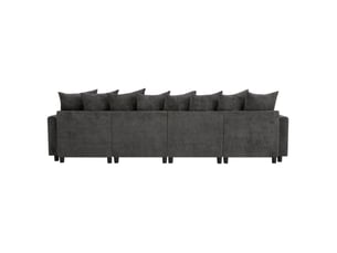 Canapé d'angle modulaire 6 places en u ou l avec 2 poufs, ports usb et type c, chenille gaufrée grise