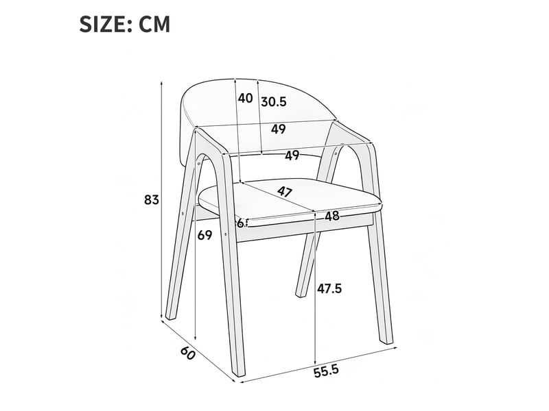  Lot de 2 chaises de salle à manger 55.5x60x83 cm structure en hévéa massif revêtement effet lin décor noyer et beige avoine OPULERANE TRADING LTD - Conforama D