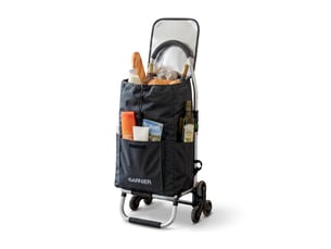 Garnier - caddy flex - noir - chariot de course pliable 3-en-1 - sac isotherme - 6 roues