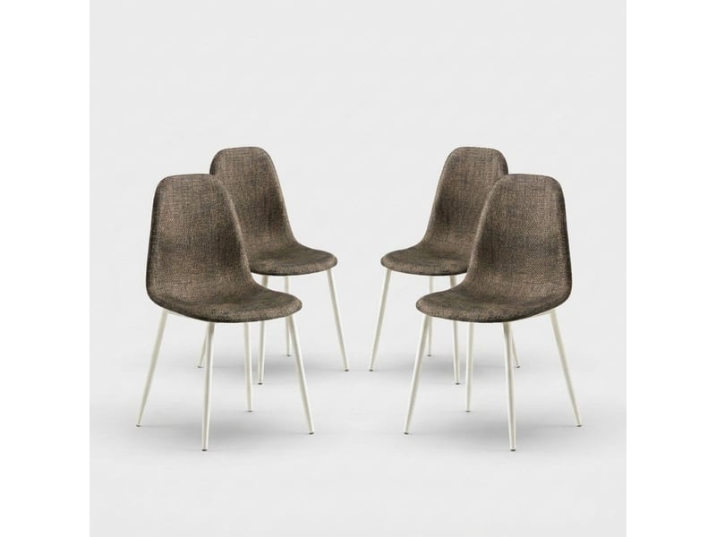  Lot de 4 chaises de salle à manger en similirattan rembourrées evelyn - marron  - Conforama A