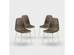 Lot de 4 chaises de salle à manger en similirattan rembourrées evelyn - marron