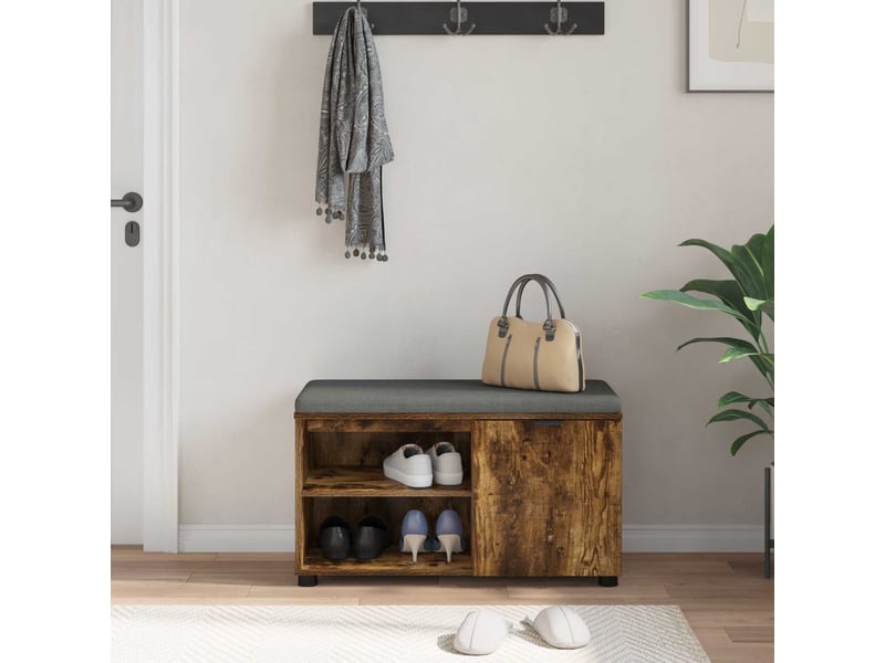  Banc d'entrée, banc interieur avec coussin chêne fumé 80x38x46 cm shl31008  - Conforama D