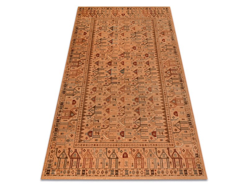 Tapis en laine kashqai 4304 100 oriental, ethnique, couleur saumon bordeaux 135x200 cm - Conforama A