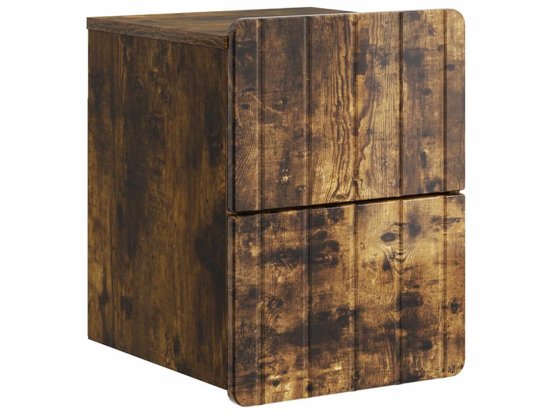  Table de chevet mural 2 pièces chêne fumé 33 x 34,5 x 43 cm  - Conforama C