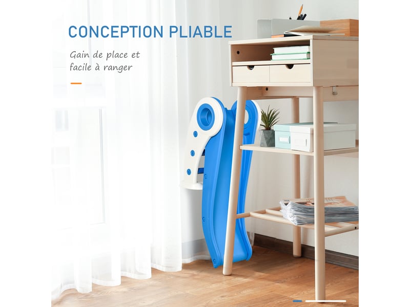  Toboggan enfant pliable pour usage intérieur et extérieur 3 à 6 ans 120 x 50 x 56 cm hdpe bleu  - Conforama E